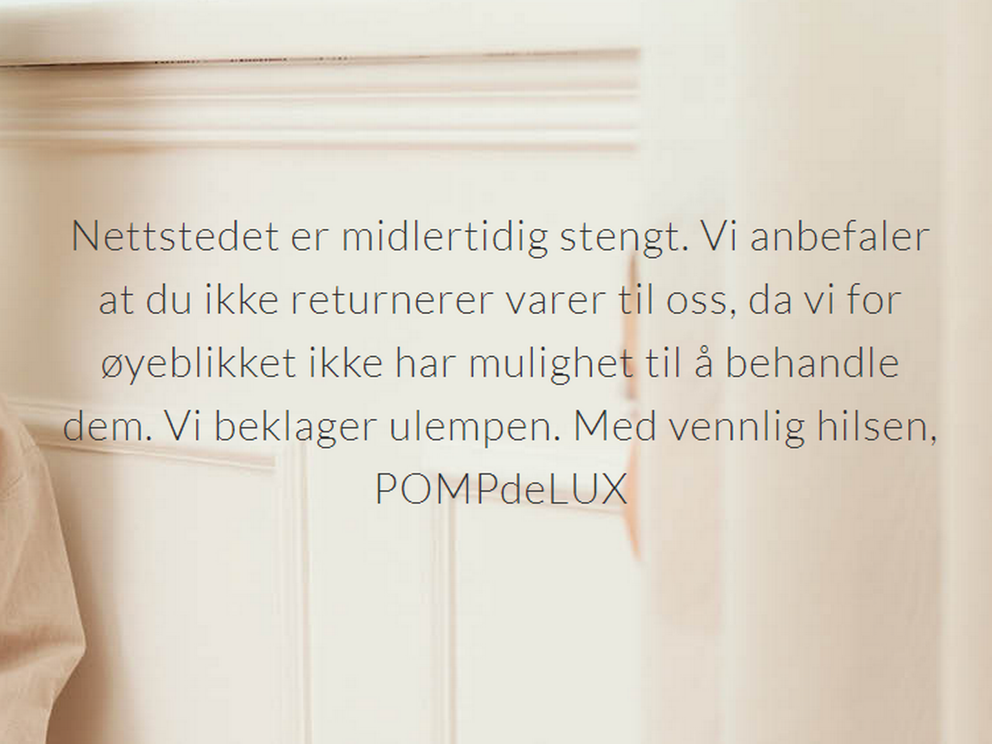 Det danske klesmerket Pompdelux har midlertidig lagt ned driften. | Foto: Skjermdump Pompdelux