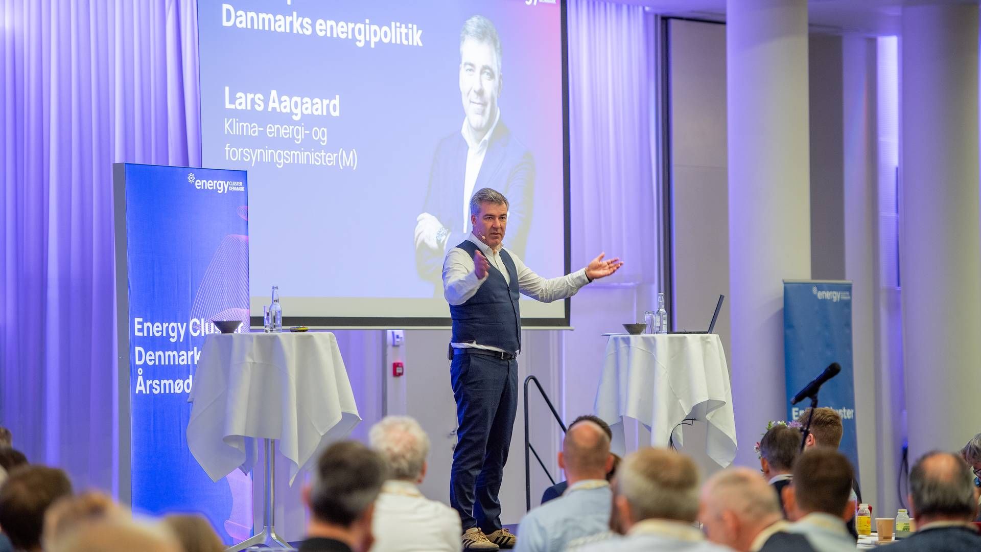 Lars Aagaard havde ikke en afklaring om den fremtidige statsstøtte med til energiklyngen, da de torsdag var samlet til årsmøde i Energy Cluster Denmark. Foto: Jonas Fotografi