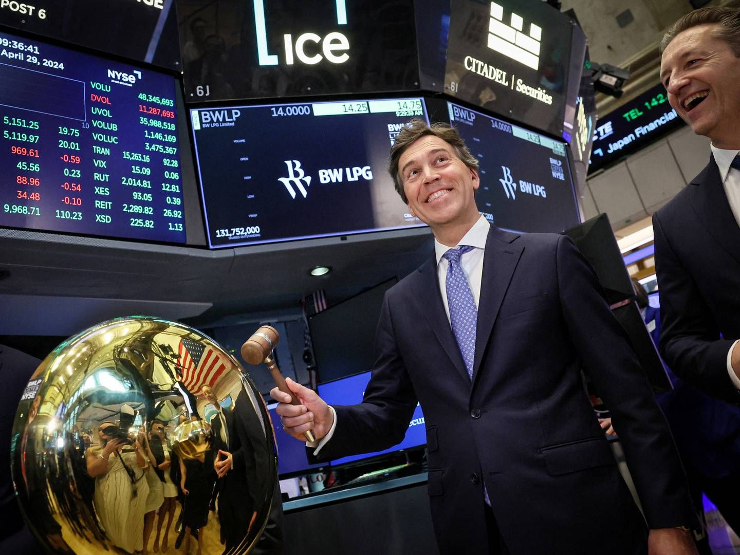 CEO Kristian Sørensen from the IPO of BW LPG on NYSE late April 2024. | Foto: Brendan Mcdermid/Reuters/Ritzau Scanpix