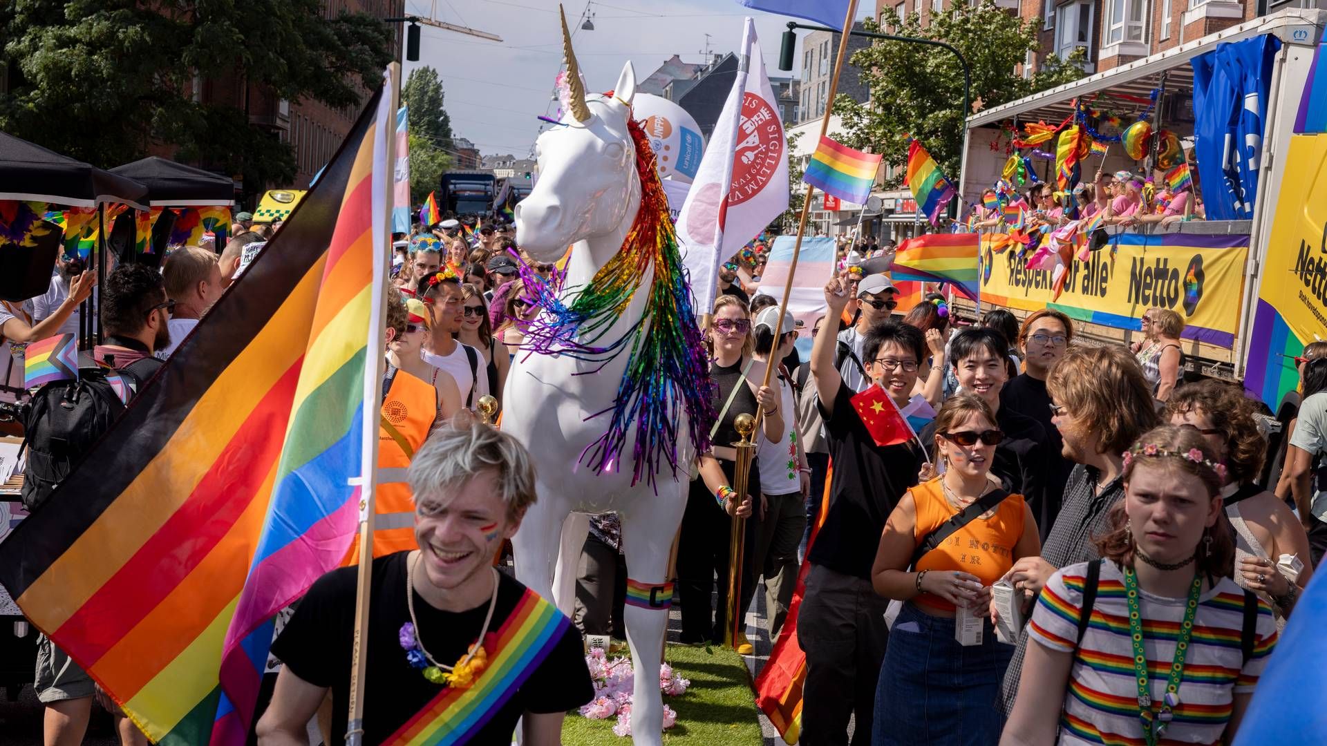 DFDS var hovedpartner på Copenhagen Pride i 2023 og stod bl.a for at levere lastbiler til optoget, som årligt fejrer LGBT+-personer og mangfoldighed, i København. | Foto: Mads Nissen