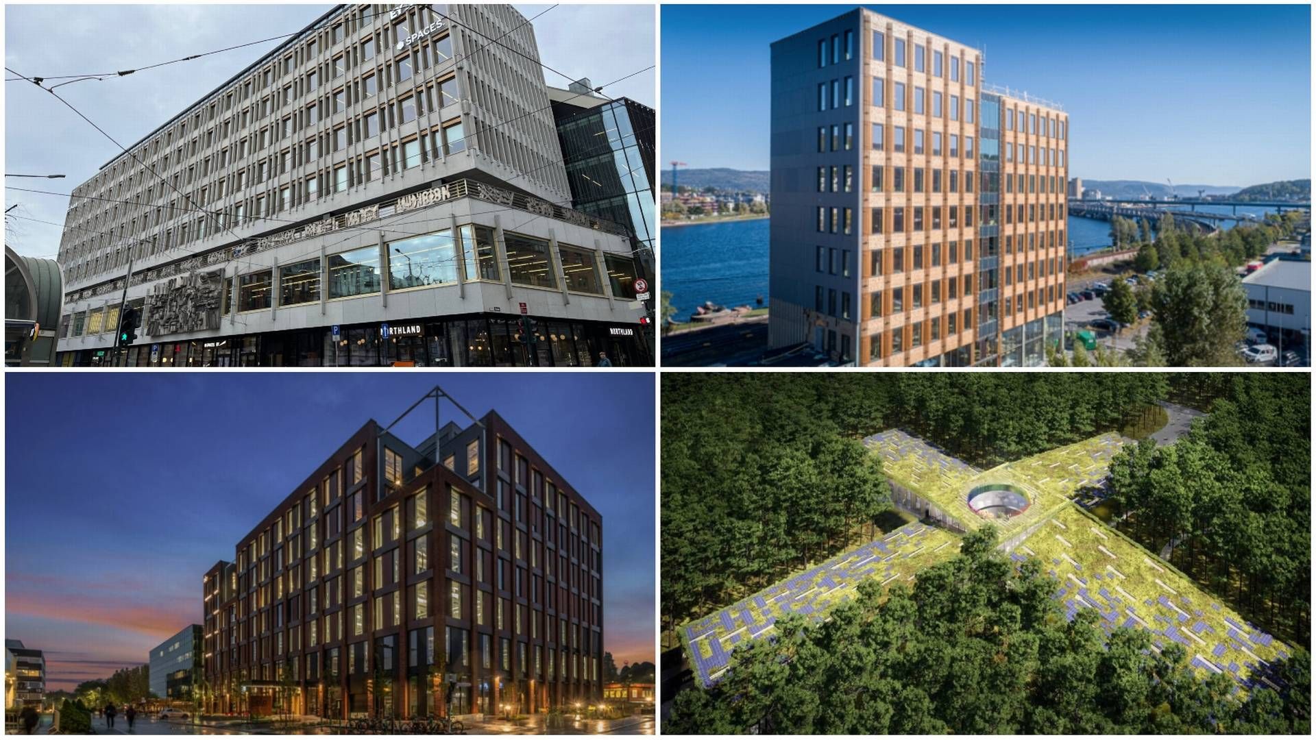 I GODT SELSKAP: Øverst fra venstre: S7 i Oslo, Spor X i Drammen, ALO i Trondheim og The Plus i Magnor | Foto: Stian Olsen / Malling / Norion / Vestre. Collage: EiendomsWatch