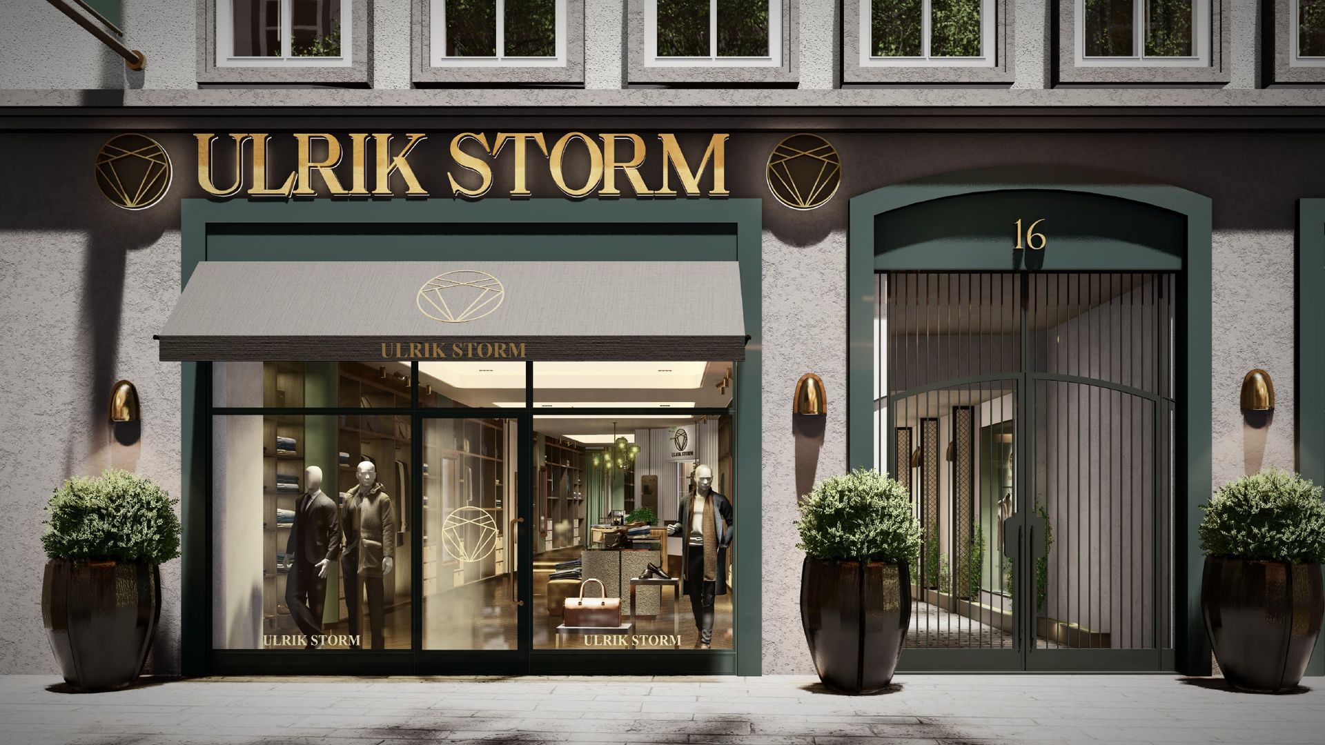 Billedet viser en tegning over, hvordan facaden på den nye butik forventes at se ud. | Foto: Ulrik Storm/PR