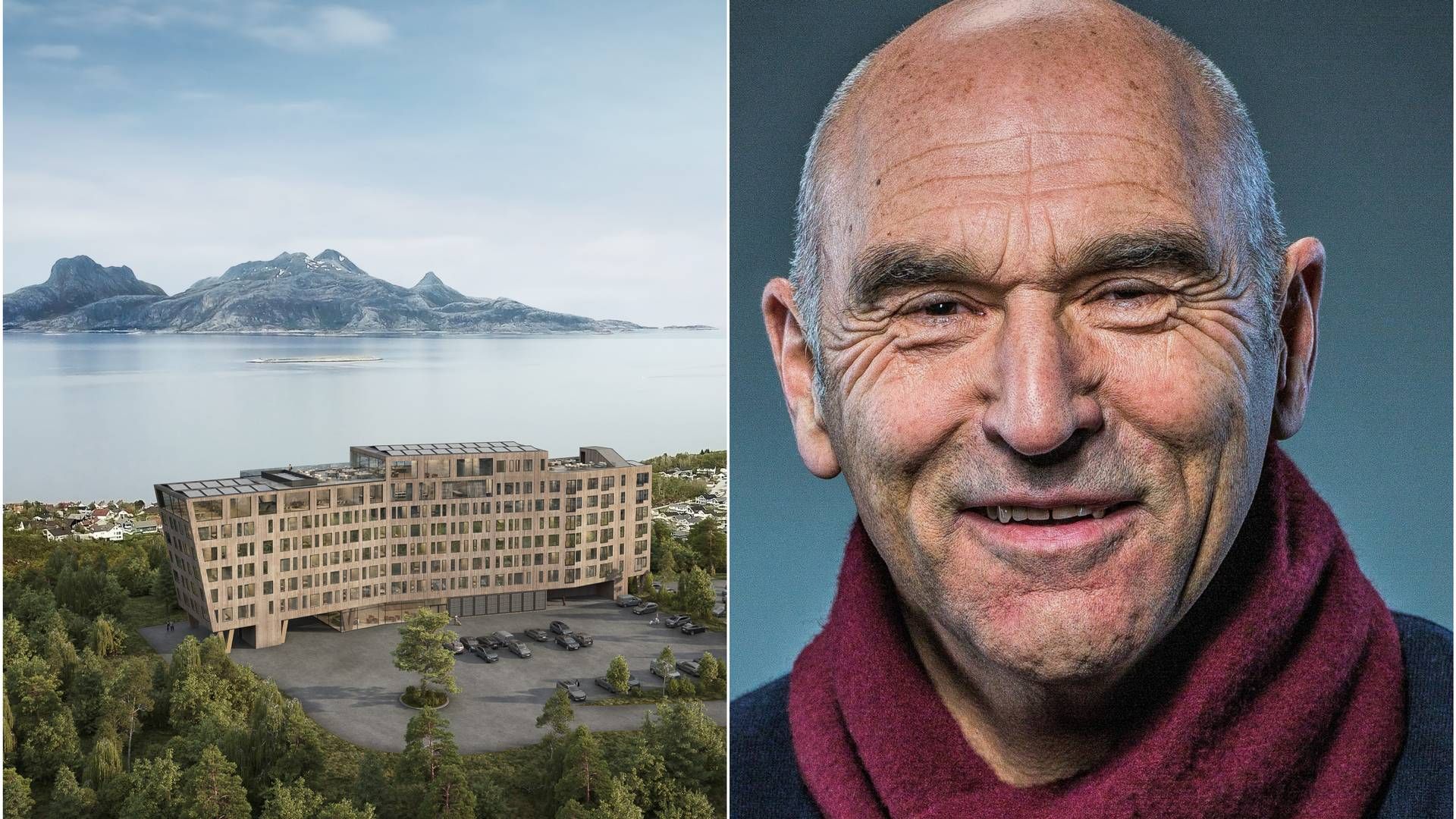 KLART: Etter årevis med utvikling har Arthur Buchardt og AB Invest fått trehotellet på Rønvikfjellet i Bodø åpningsklart. | Foto: AB Invest/PR og Ricardofoto. Bildemontasje: EiendomsWatch.
