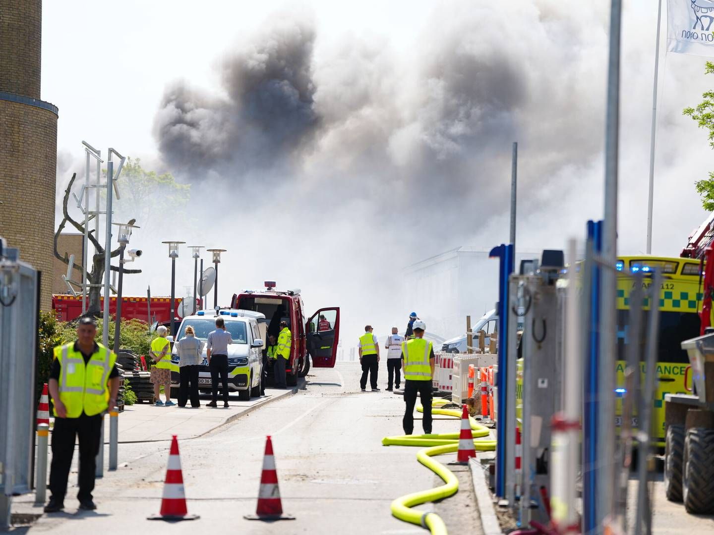 Branden hos Novo Nordisk startede i en container og har bredt sig til en kontorbygning. | Foto: Liselotte Sabroe/Ritzau Scanpix