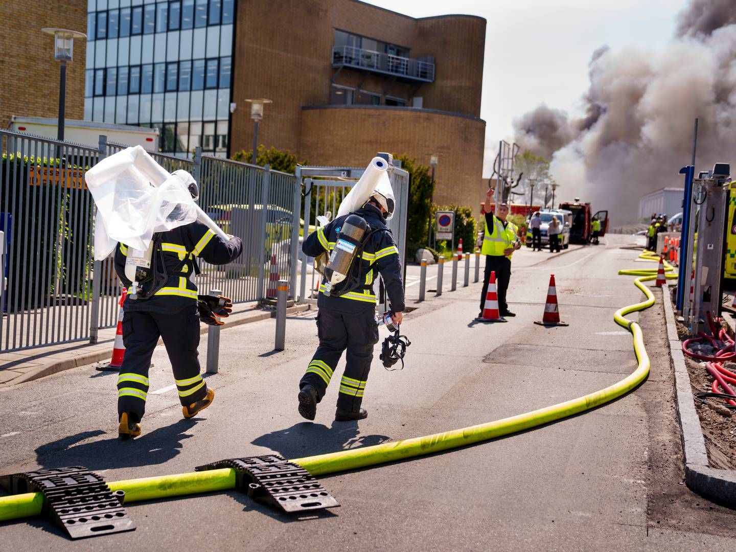 Brandvæsen og politi måtte onsdag formiddag rykke ud til en brand i Bagsværd. | Foto: Liselotte Sabroe/Ritzau Scanpix