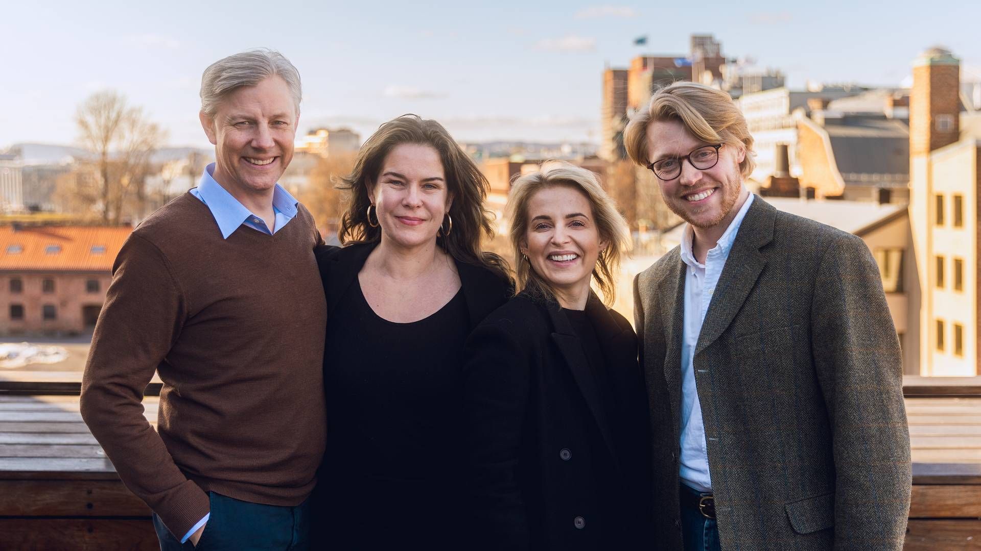 DETTE ER JURYEN: Juryen for årets OMA Awards er (f.v.) Emil Paaske (Agate), Maria Kielland Krag (Byantikvaren), Johanne Borthne (Powerhouse Company) og Elias Heiberg (Møller Eiendom). | Foto: Petter Knutsen / WAL