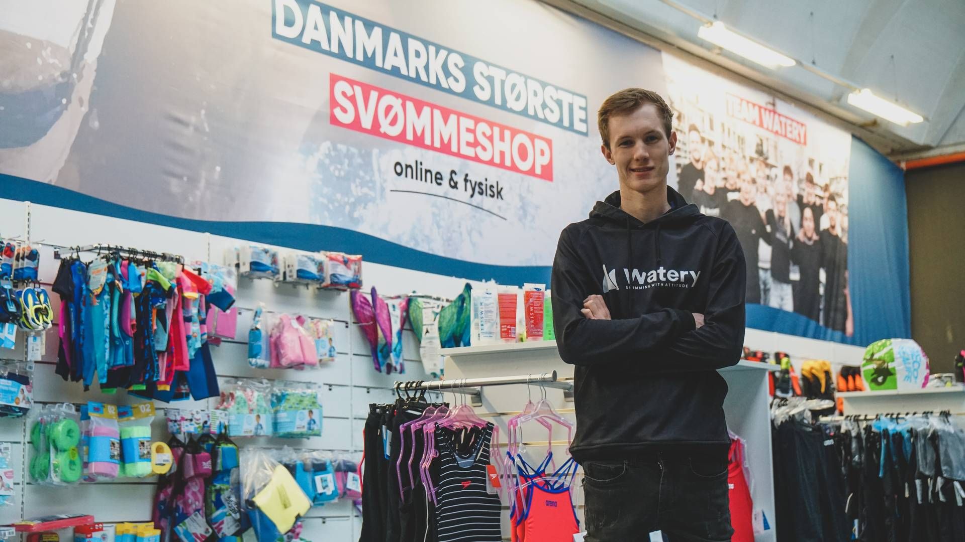 Daniel Johannesen stiftede Watery i 2016, da han var 17 år gammel, i sin fars kælder. Han savnede som elitesvømmer et sted, hvor han kunne købe de bedste produkter til seriøse svømmere. | Foto: Watery/pr