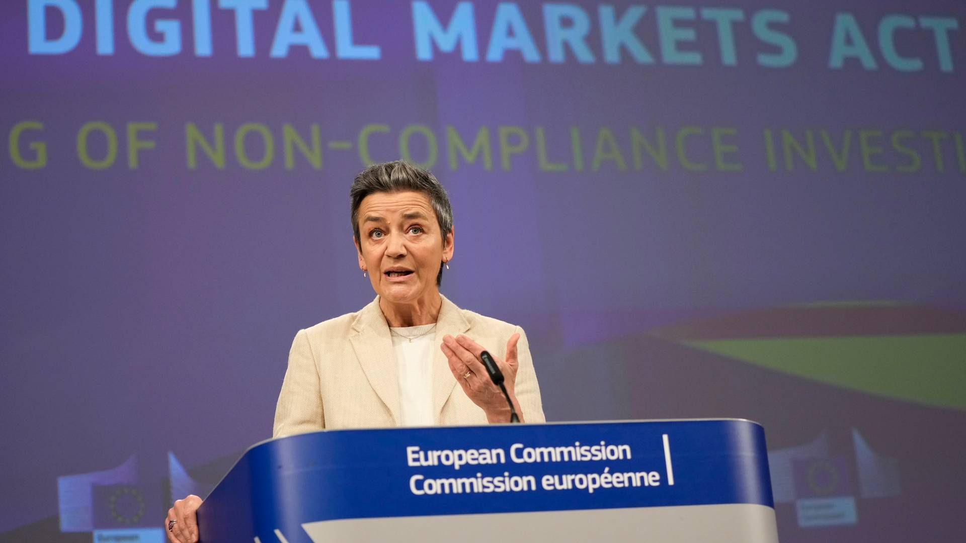Danske Margrethe Vestager, EU’s konkurrencekommissær, har været central i at udfordre tehcgiganterne igennem en årrække. Nu med den nye Digital Markets Act. | Foto: Virginia Mayo/AP/Ritzau Scanpix