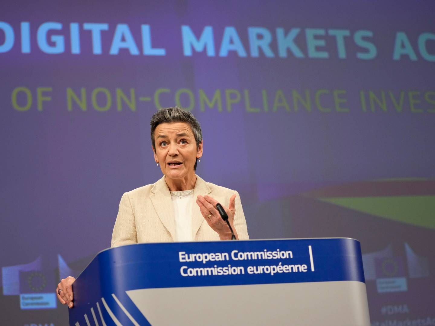 Danske Margrethe Vestager, EU’s konkurrencekommissær, har været central i at udfordre tehcgiganterne igennem en årrække. Nu med den nye Digital Markets Act. | Foto: Virginia Mayo/AP/Ritzau Scanpix