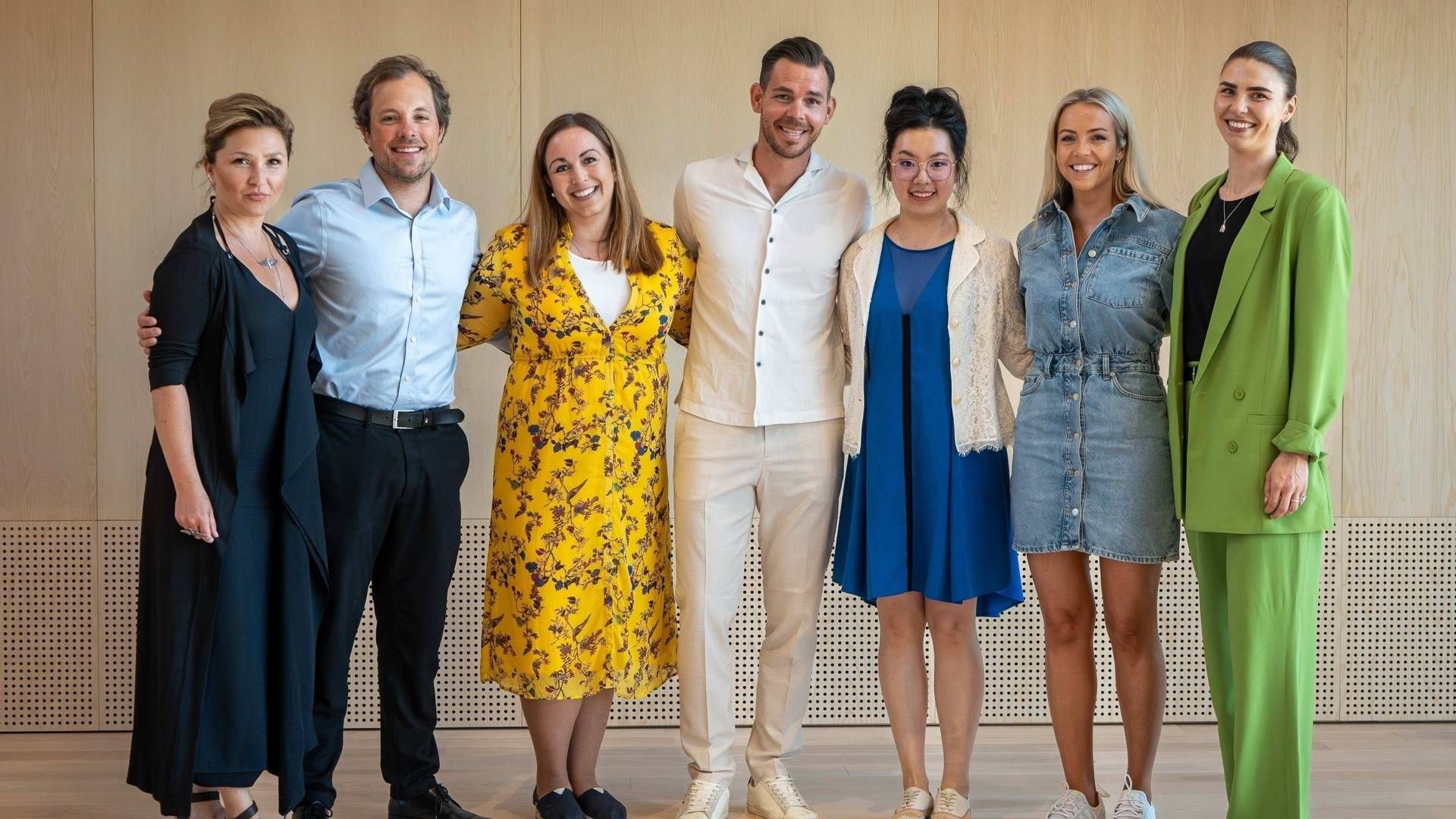 UEV-STYRET: Fra venstre: Beata Brzoza, Kristoffer Karlsson, Susanne Nyborg Bjelland, Bjørnar Vindenes, Sonja Cao, Lise Lotte Alfheim, Hedda Austad Dale | Foto: Ung Eiendom Vest