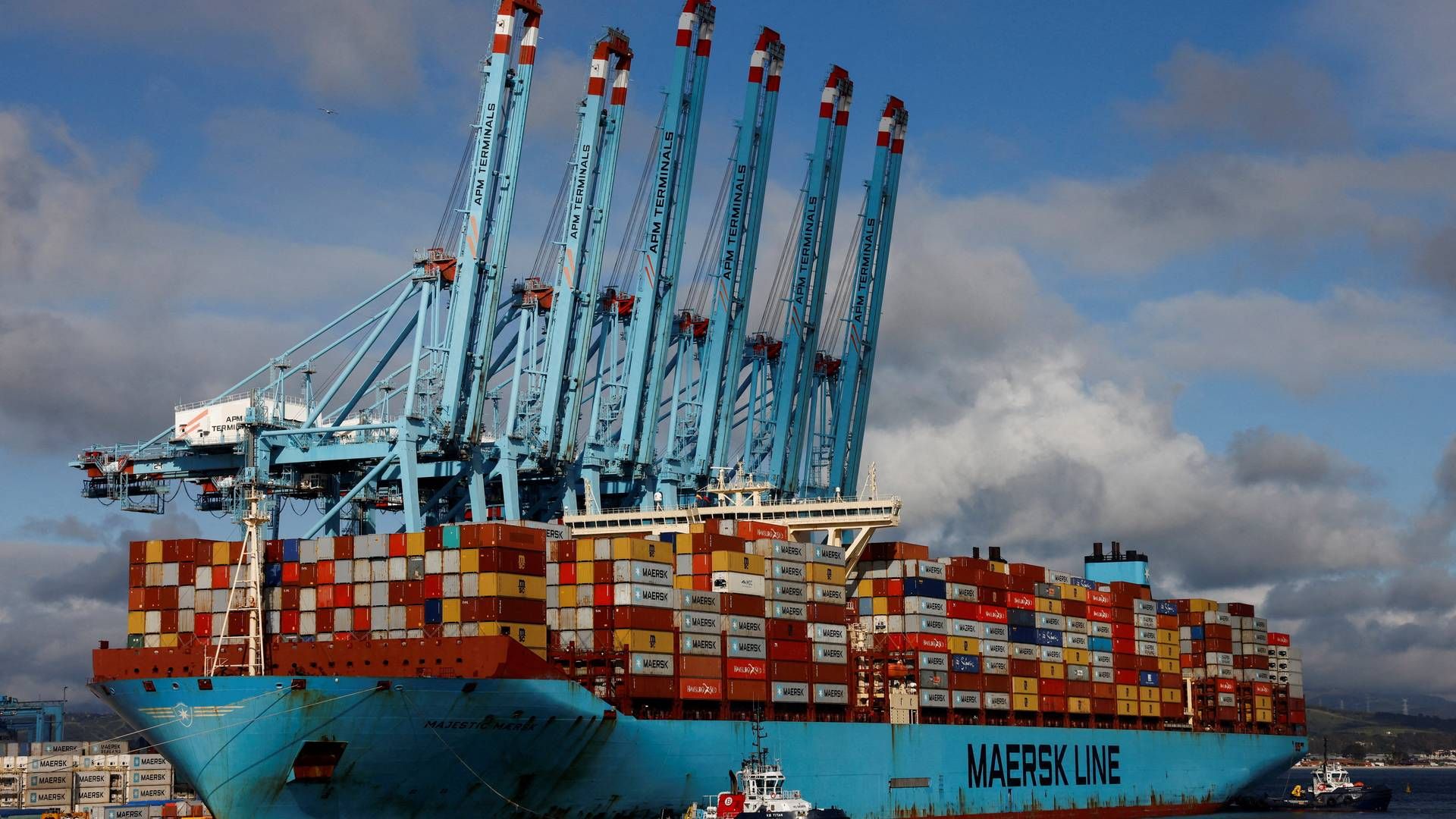 Mærsks Majestic Maersk i APM Terminals i havnen i Algeciras i Spanien, som blev rangeret som nummer 10 af de bedst præsterende havne i 2023. | Foto: Jon Nazca/Reuters/Ritzau Scanpix