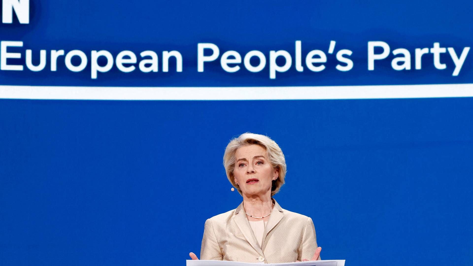 Den største gruppe i EU-Parlamentet bliver ifølge det foreløbige valgresultat den borgerlige EPP-gruppe. Den har Ursula von der Leyen som spidskandidat. | Foto: Piroschka Van De Wouw/Reuters/Ritzau Scanpix