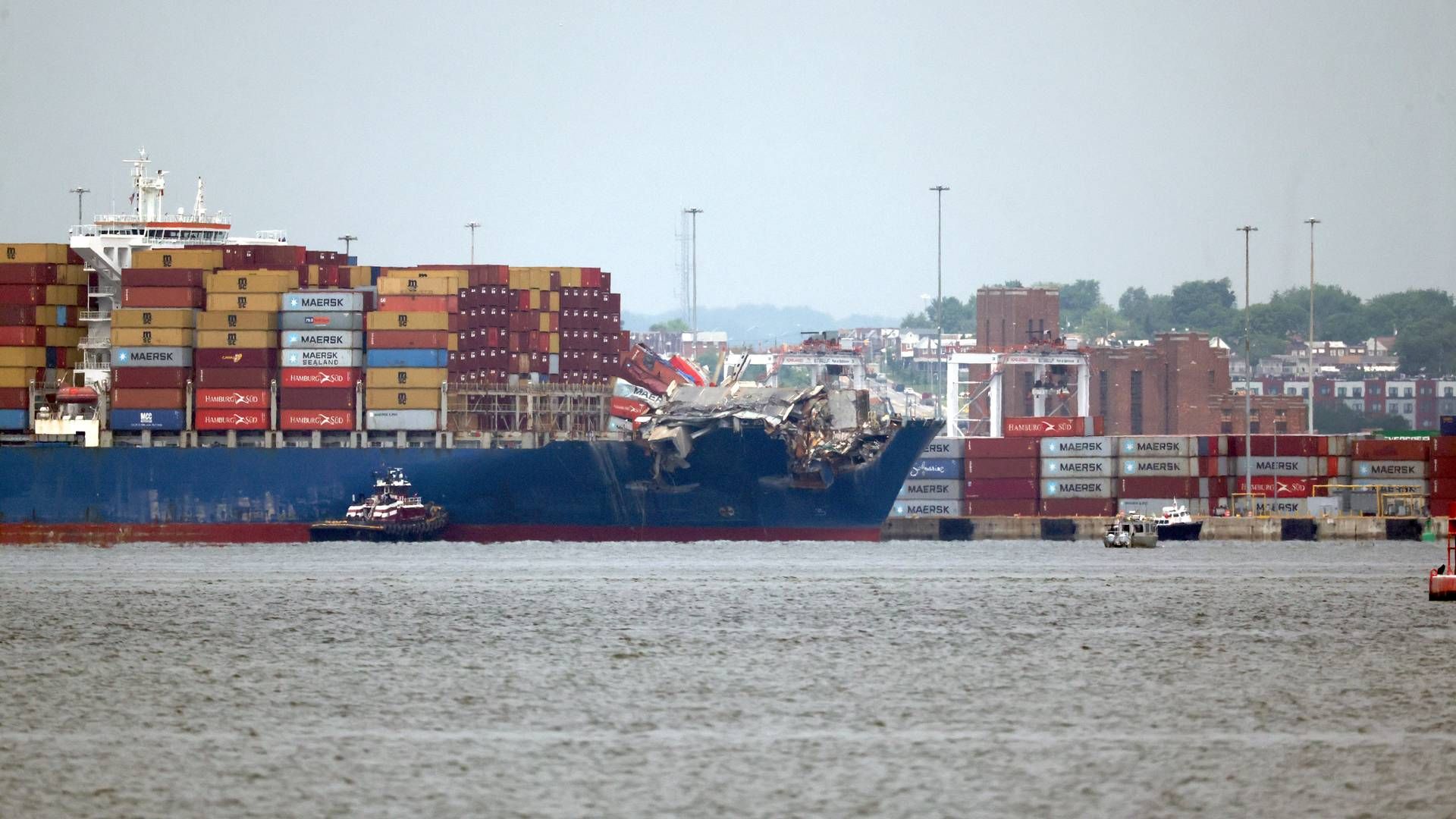 Containerskibet, der i slutningen af marts sejlede ind i Key-broen og fik den til at kollapse, havde navnet ”Dali.” | Foto: Mpi34/AP/Ritzau Scanpix