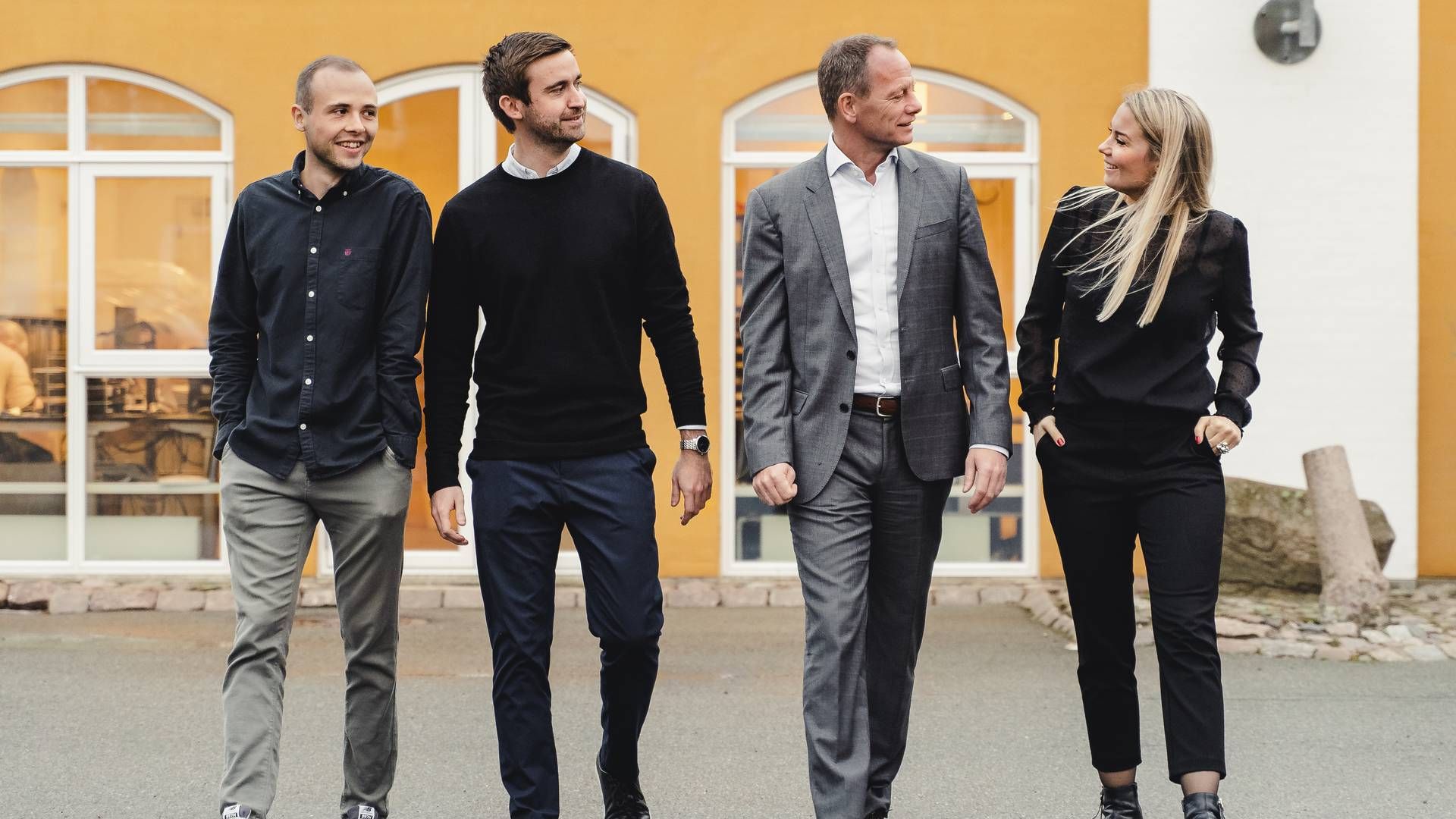Frameo er stiftet af (fra venstre) Nikolaj Schmidt, Kasper Borup Graversen, Torben Ulrich og Emilie Christiansen. | Foto: Pressefoto