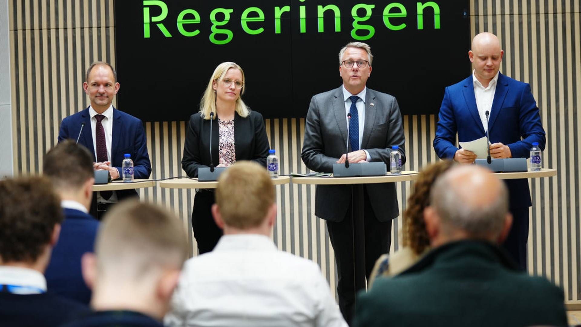 Ministre fra alle tre regeringspartier var til stede ved præsentationen af en ny iværksætterstrategi. | Foto: Ida Marie Odgaard/ritzau Scanpix