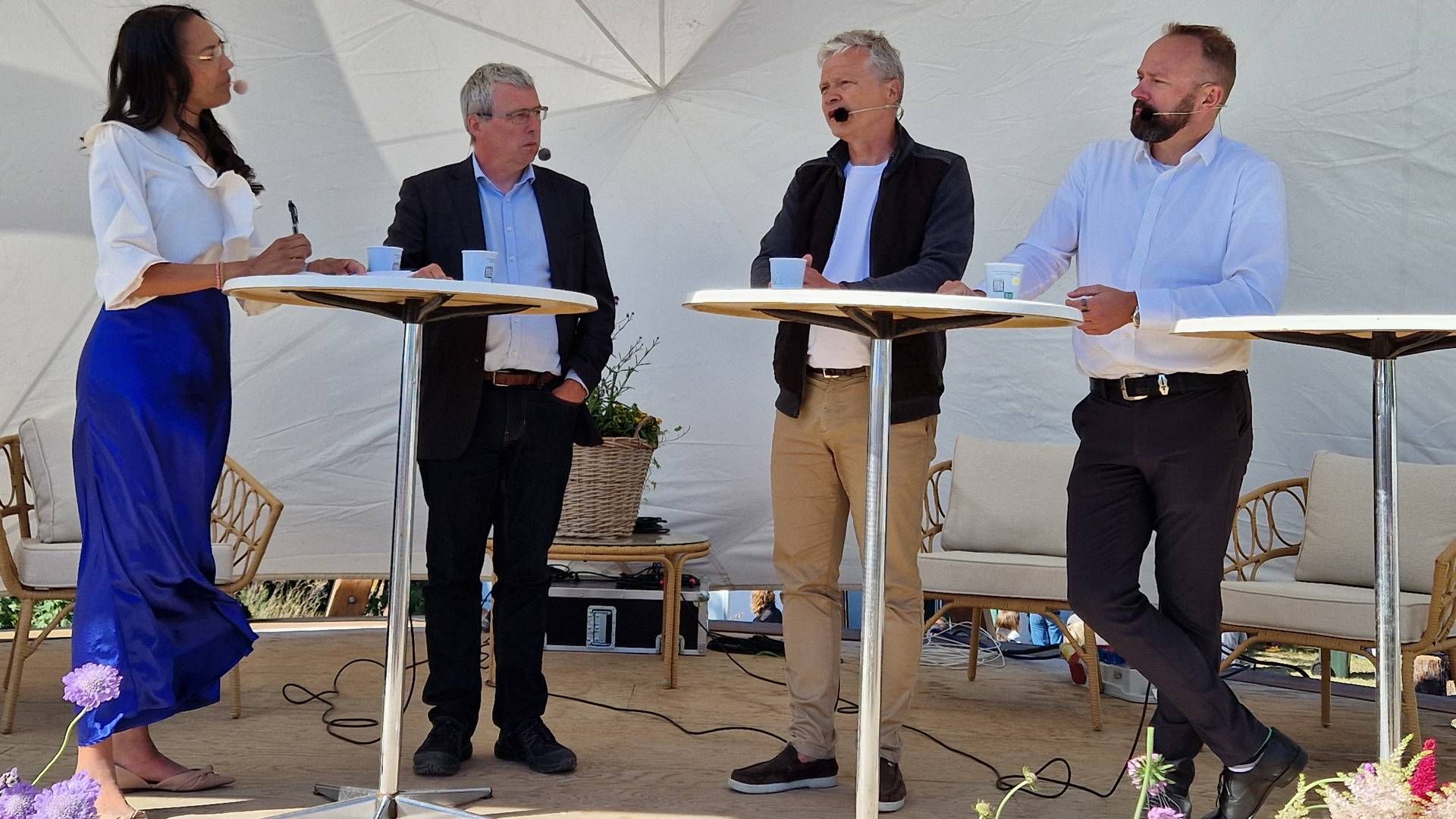 From left: Søren Scherfig, Ørsted's Head of Offshore Wind Denmark, Michael Nellemann, PKA's Investment Director, and Mikkel Gleerup, CEO of Cadeler. | Photo: Jakob Skouboe