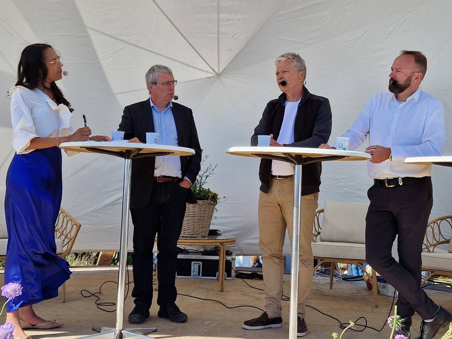 From left: Søren Scherfig, Ørsted's Head of Offshore Wind Denmark, Michael Nellemann, PKA's Investment Director, and Mikkel Gleerup, CEO of Cadeler. | Foto: Jakob Skouboe