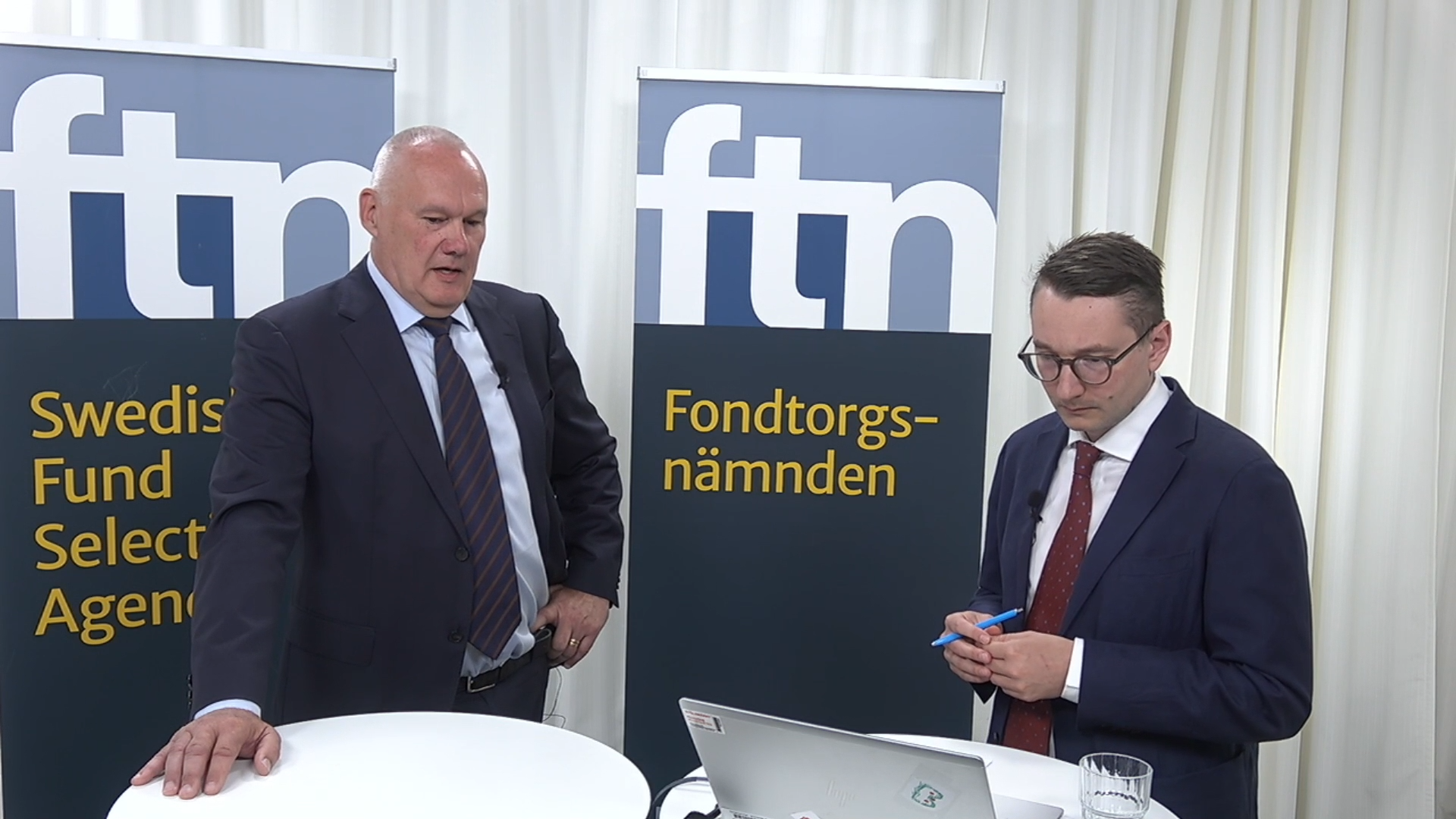 FTN's executive director, Erik Fransson (left) at the Q&A session with the agency's head of communications, Viktor Ström. | Photo: AMWatch