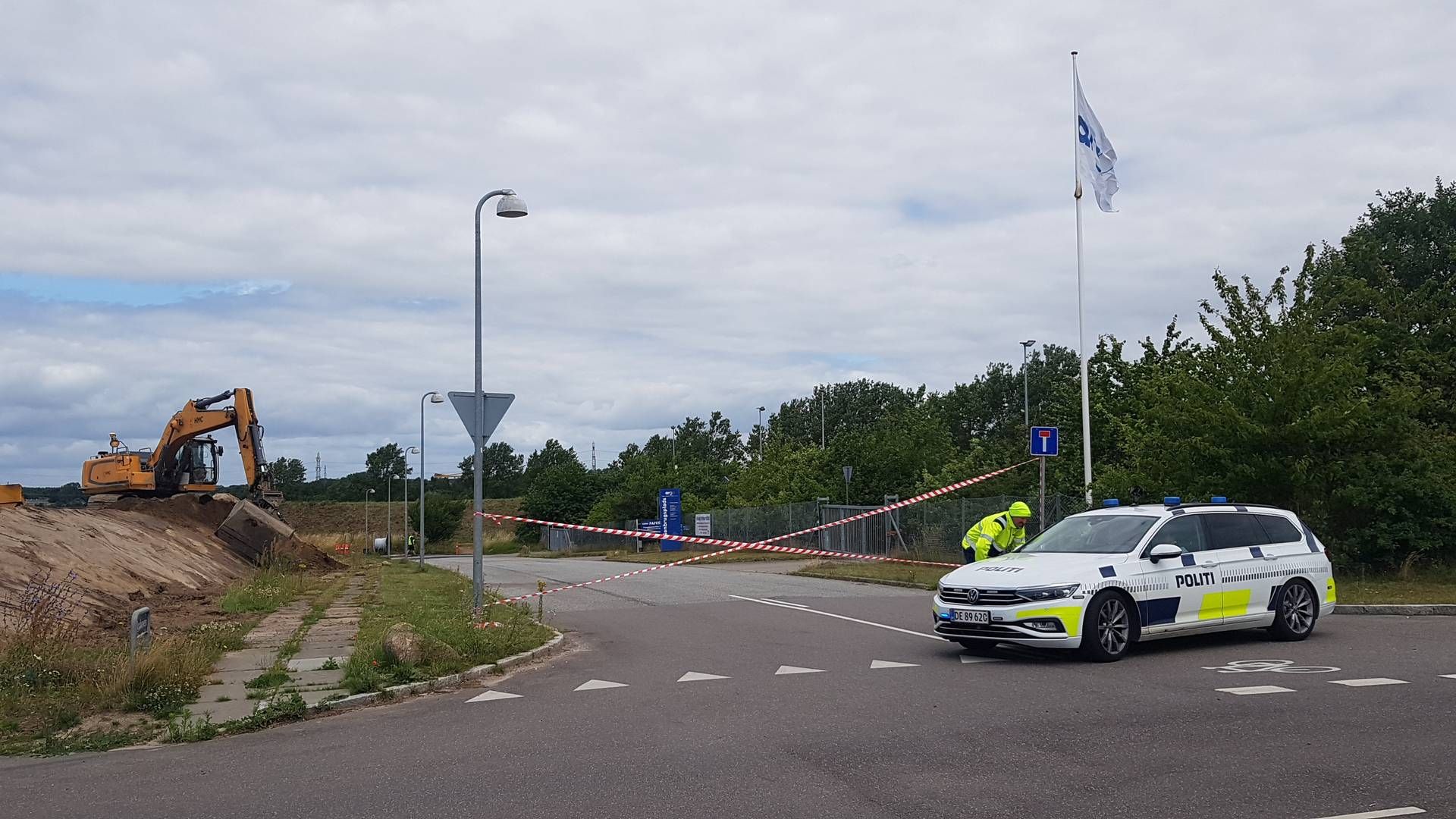 Politi afspærrer Argos genbrugsplads i Jyllinge nær Roskilde. | Foto: Ane Harder, Argo
