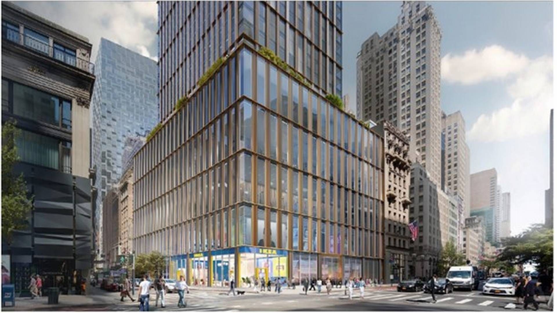 Sådan kommer indgangen til Ikeas butikslokaler i højhuset på Fifth Avenue ifølge planerne til at se ud. | Foto: Ingka Group