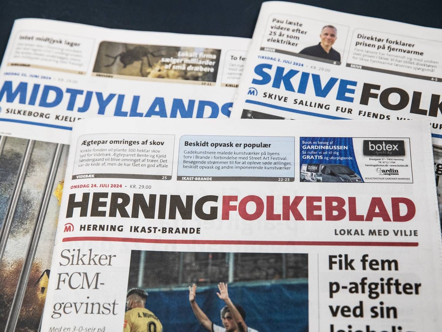 Herning Folkeblad, Midtjyllands Avis og Skive Folkeblad bliver fra 1. september morgenaviser. | Foto: Malene Korsgaard/mediehusene Midtjylland