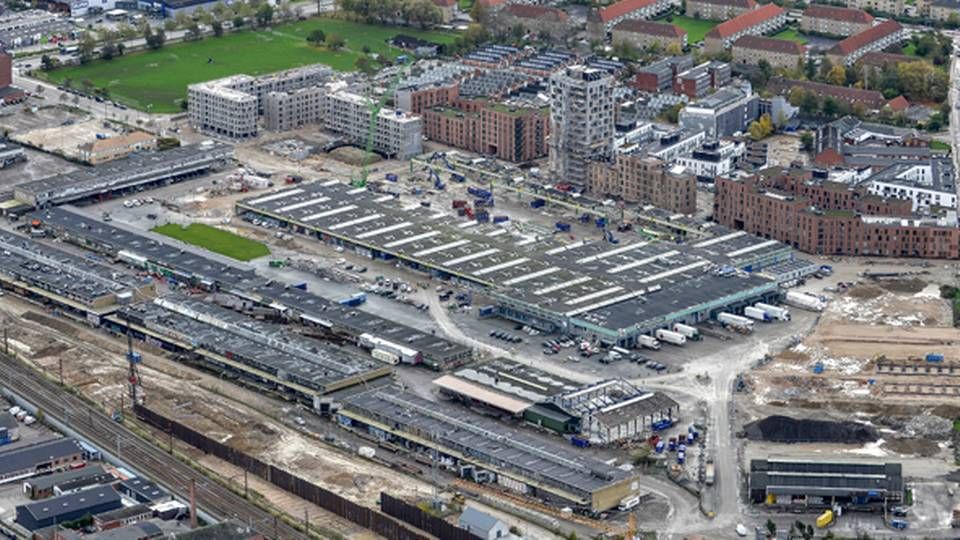 Luftfoto af Grønttorvet i Valby fra november 2017. Området med 2300 boliger skal stå færdig om tre år. | Foto: PR