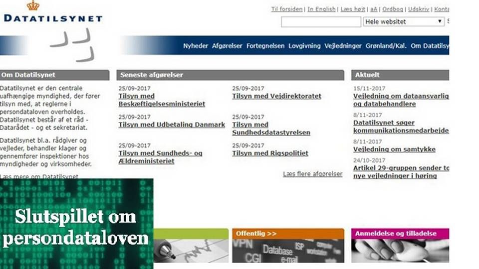 Foto: Screendump fra Datatilsynet.dk