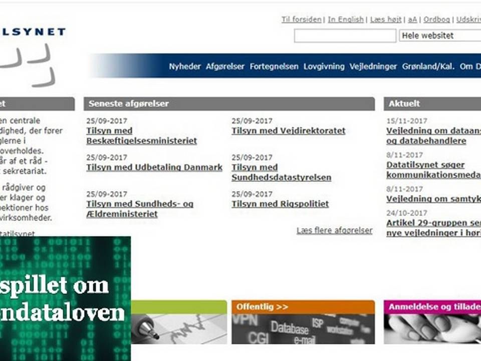Foto: Screendump fra Datatilsynet.dk