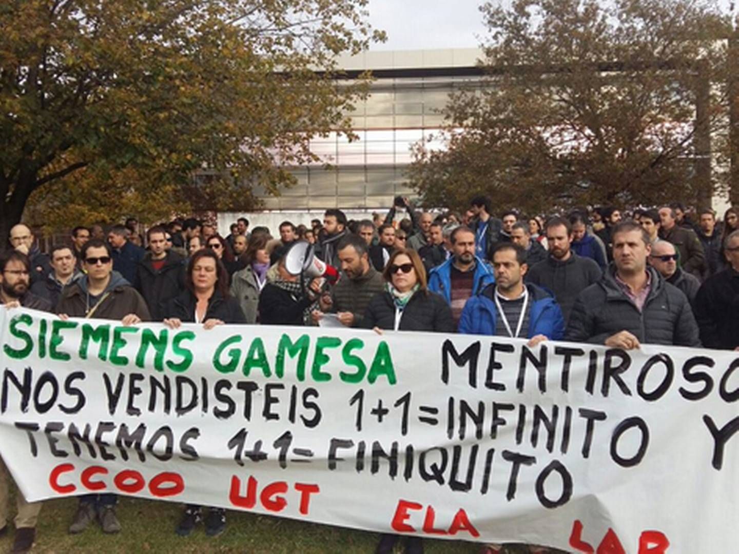 Spanske Siemens Gamesa-ansatte kalder mølleproducenten "løgnere" efter udmeldingen om op mod 6.000 fyinger. | Foto: CCOO