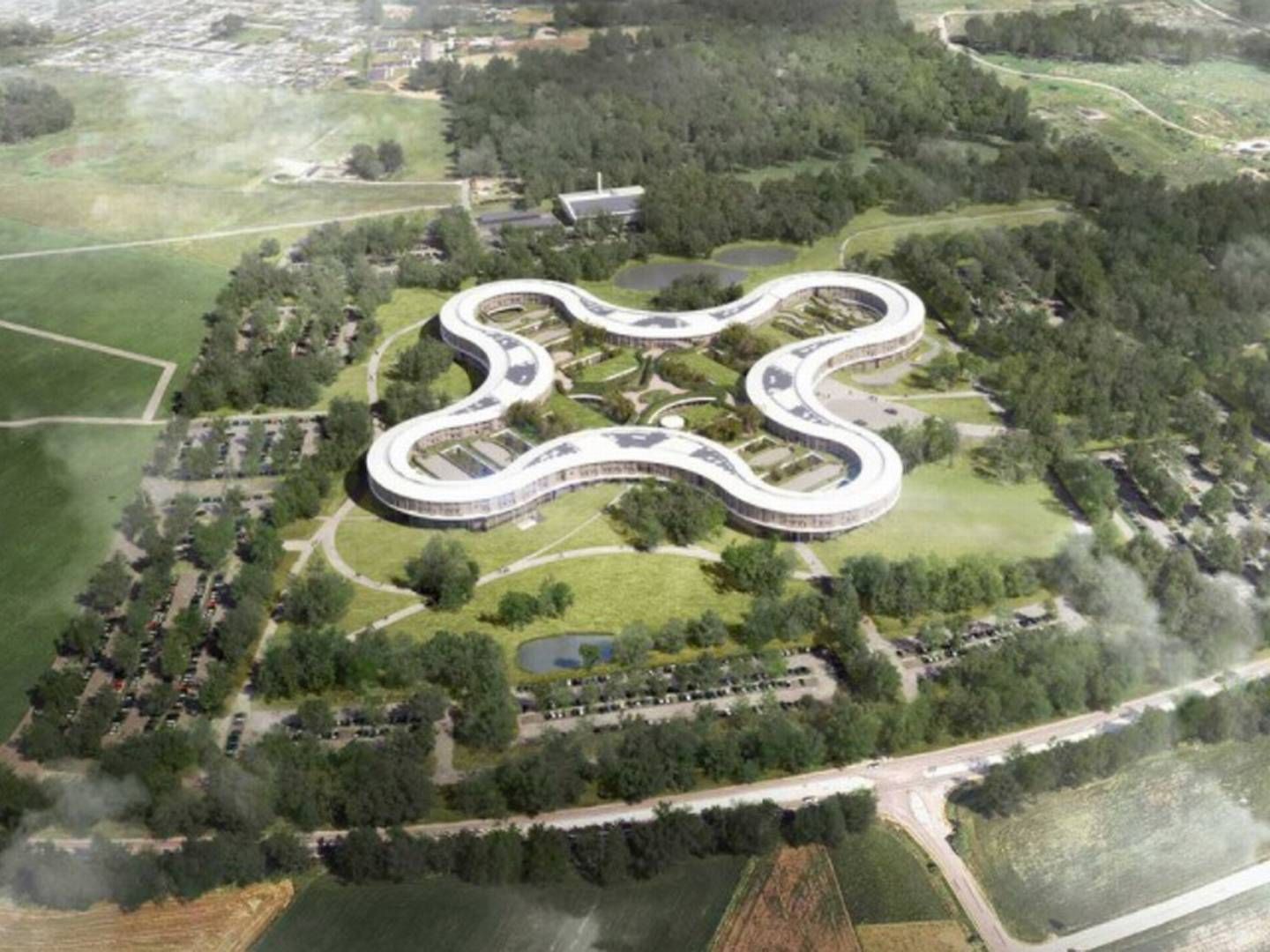 Det er i området omkring det kommende supersygehus i Hillerød, at Stensdal Group vil opføre tårnbyggeri. | Foto: PR-visualisering