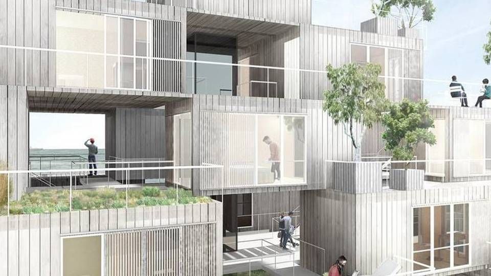 De såkaldte Urban Home Boxes skal bygge bro mellem det industrielle Docken og det nye boligområde i Nordhavn, fortæller Kristina Jordt Adsersen, arkitekt hos Mutopia. | Foto: PR-visualisering: Mutopia.