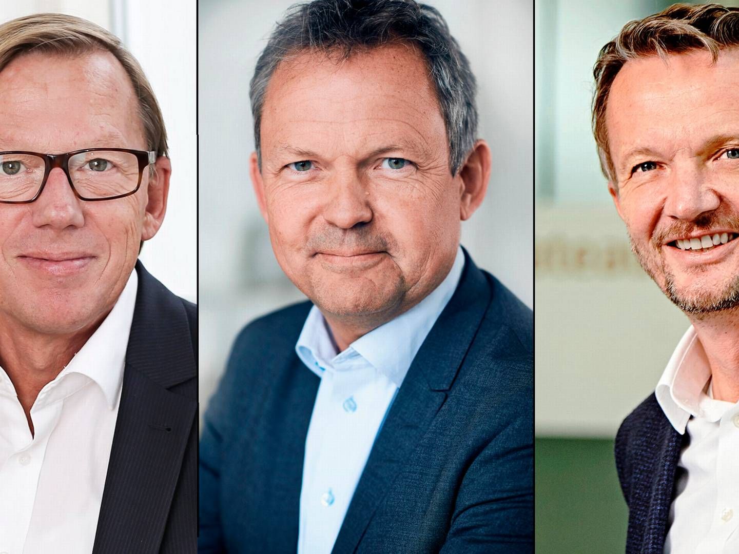 Jan Kondrup, direktør Lopi (tv), Ulrik Nødgaard, direktør Finans Danmark (mf), Martin Baltser, direktør Middelfart Sparekasse (th). | Foto: PR