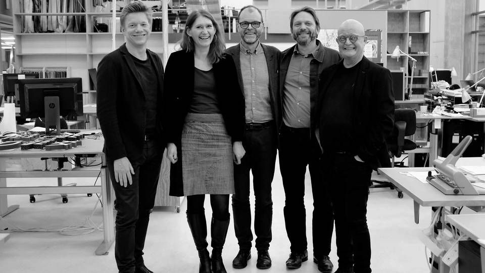 De fem partnere. Fra højre: Lars Andersen, Katja Viltoft, Anders Holst Jensen, David Ploug og Ole Hornbek. Foto: JJW Arkitekter. | Foto: PR