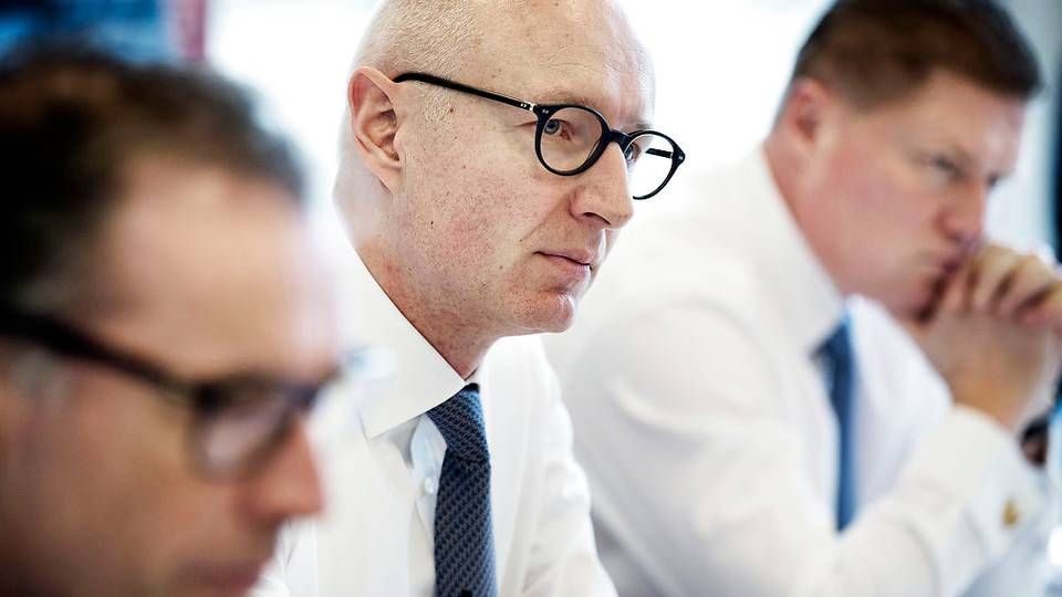 Lars Fruergaard Jørgensen (midten), adm. direktør i Novo Nordisk. | Foto: /Ritzau Scanpix/Liselotte Sabroe