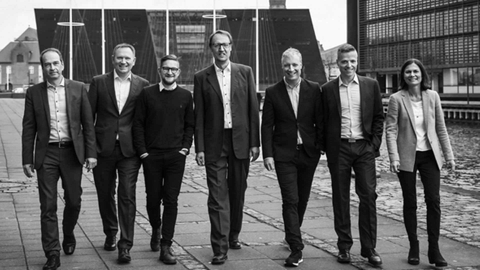 From left to right: Michael Albrechtslund, Ketil Petersen, David Harboe, Per Chrom-Jacobsen, Anders Hartmann, Claus Møldrup and Lotte Fløe Marshall. | Photo: Nord.Investments