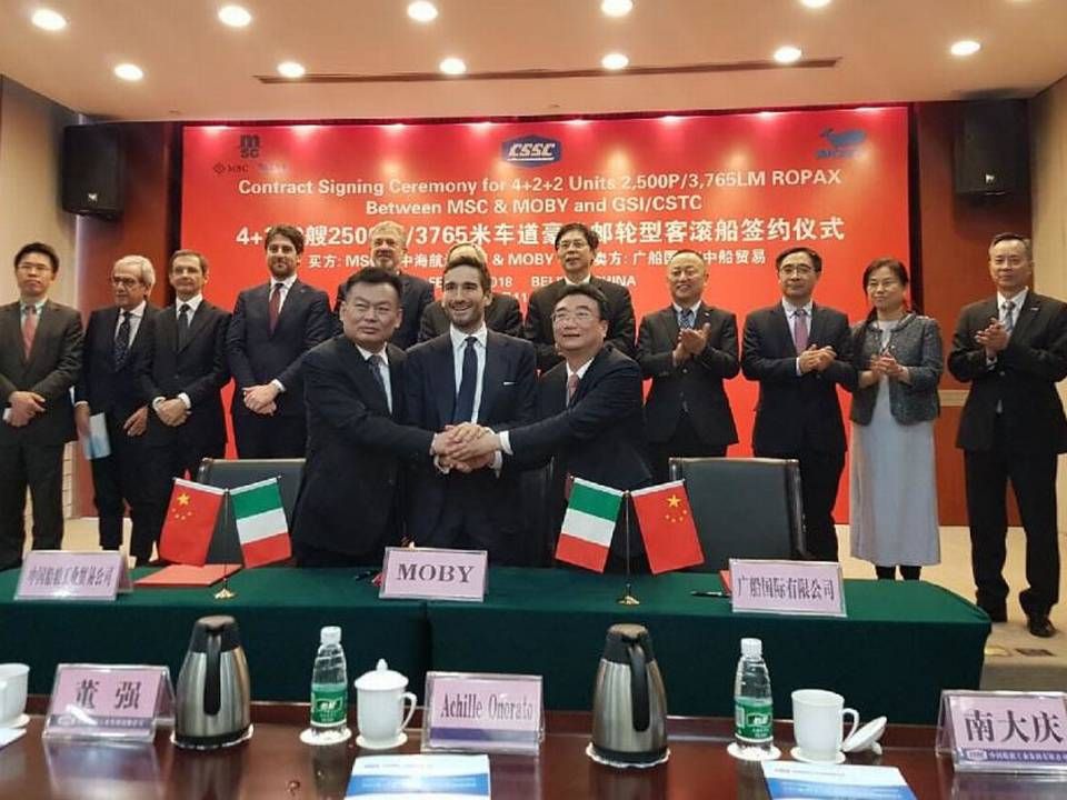 Billedet er fra den officielle kontraktunderskrivelse i Beijing. | Foto: PR: OSK-ShipTech