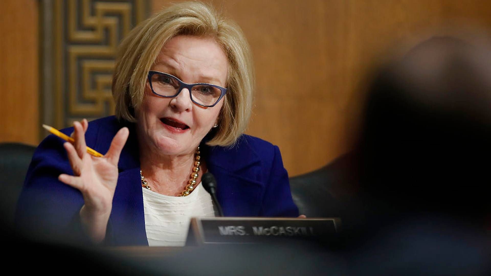 Claire McCaskill, senator fra delstaten Missouri og partiet Demokraterne, under en høring i januar i forbindelse med opioid-epidemien i USA. | Foto: AP/Carolyn Kaster