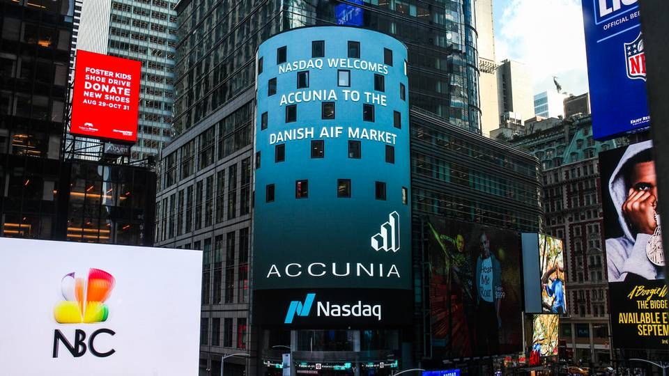Accunia represented on the famous Nasdaq billboard at Times Sqare, New York. | Photo: Accunia