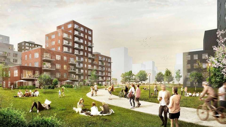 Boligbyggeriet Greensquare Garden på 30.000 kvm på Amager i København. | Foto: PR-visualisering