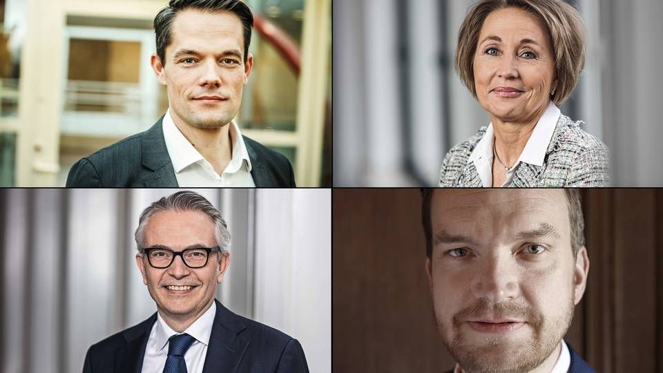 Christian Baltzer, kommende CFO (øverst tv), Henriette Fenger Ellekrog, direktør for Group HR (øverst th), Jakob Groot, direktør for C&I (nederst tv), Frederik Gjessing Vinten, direktør for Group Development (nederst th). | Foto: PR