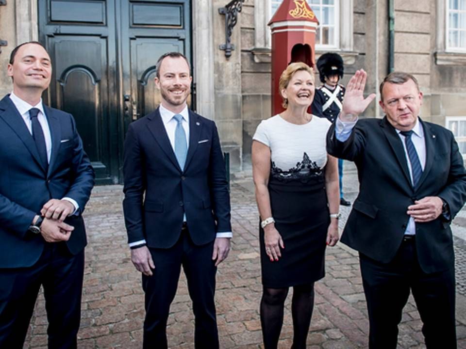 Tommy Ahlers ved udnævnelsen til uddannelse og forskningsminister. Ahlers yderst til højre | Foto: Polfoto