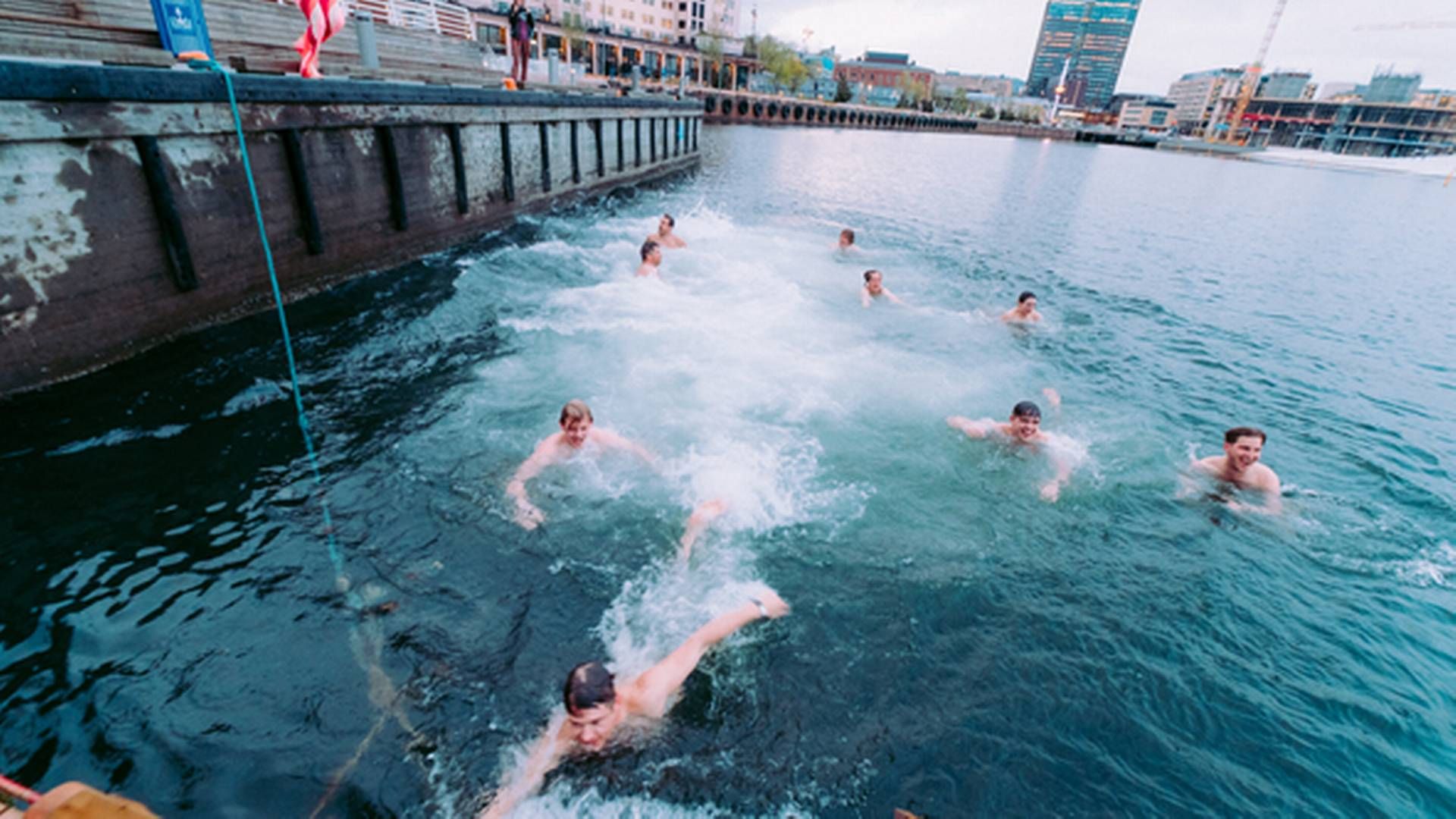 Above Katapult Future Festival participants taking a swim in the Fjord in Oslo between speakers and workshops in 2017