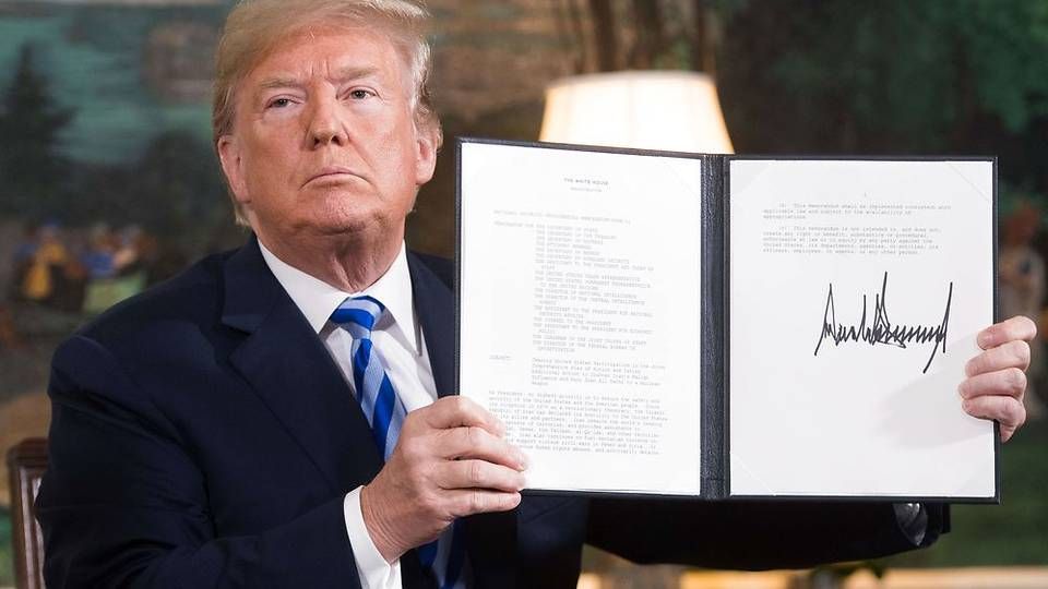 Den 8. maj skrev USA's præsident Donald Trump under på nye sanktioner mod Iran, efter at præsidenten havde trukket USA ud af en atomaftale med den mellemøstlige stat. | Foto: Saul Loeb/Ritzau Scanpix