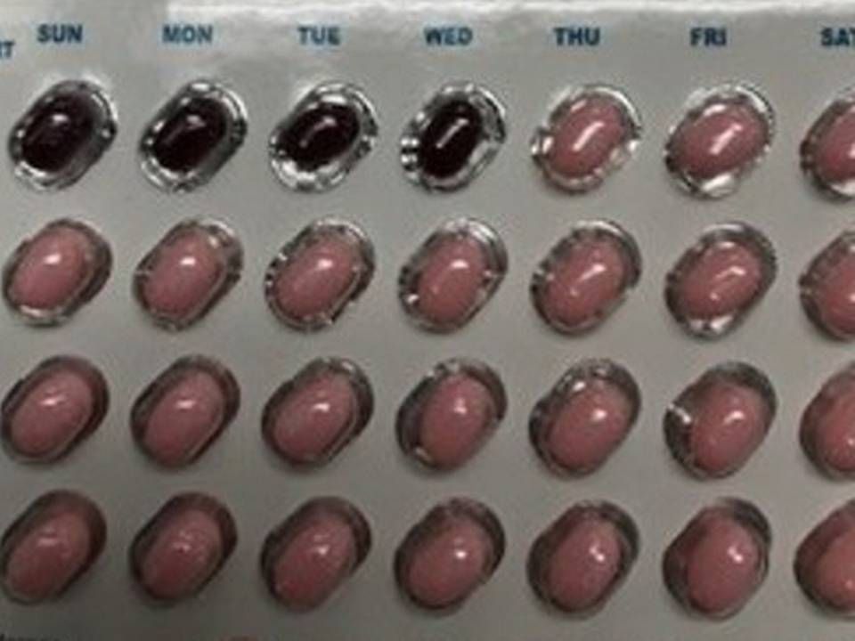 Her ses en af de omtalte pakninger, hvor placebopillerne i mørkerød fejlagtigt ligger forrest i rækkefølgen. | Foto: Allergan