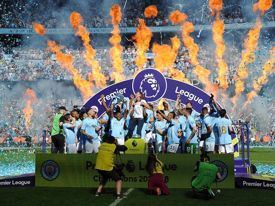 Manchester City fejrer mesterskabet i den seneste Premier Legaue-sæson, der blev afsluttet i maj. | Foto: Ritzau Scanpix/AP/Rui Vieira