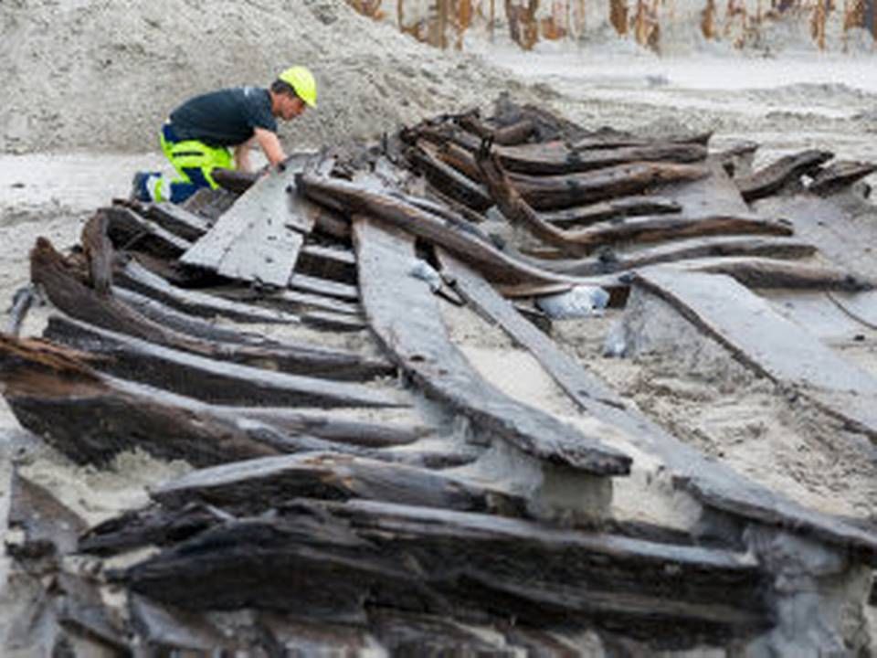 Skibsvraget der er fundet på Køge Kyst, hvor Pensiondanmark vil bygge boliger. | Foto: PR/Pensiondanmark