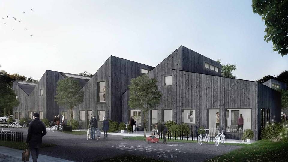 Boligselskabet Sjælland har indgået en ny aftale, som betyder, at foreningen de kommende fire år vil bygge mindst 250 træboliger. Tegningen viser et eksempel på det byggeri, boligselskabet vil opføre. | Foto: PR