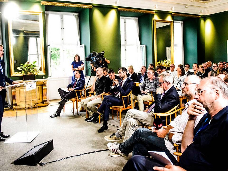 Finansminister Kristian Jensen (V) præsenterer i dag regeringens forslag til finanslov for 2019, torsdag d. 30. August 2018. | Foto: Ritzau Scanpix/Jonas Olufson