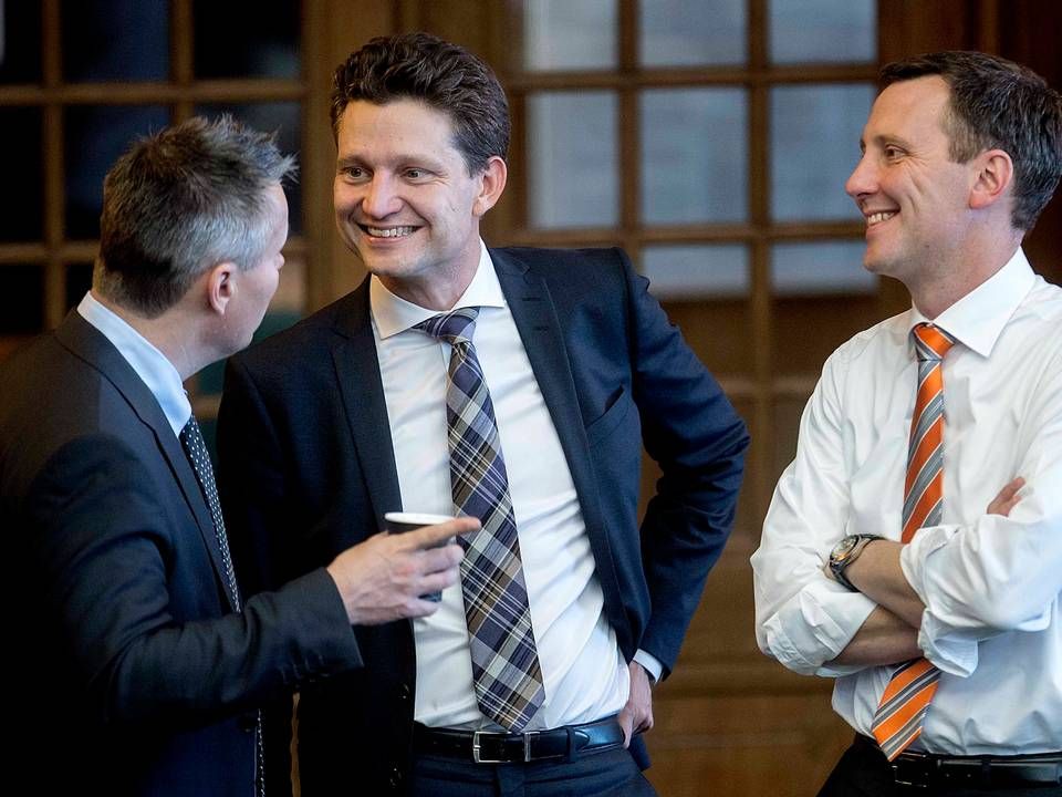 De tre socialdemokrater Henrik Sass Larsen (tv), Ole Hækkerup (midt) og Nick Hækkerup (th) til åbningsdebat i Folketinget tilbage i 2013. | Foto: Keld Navntoft