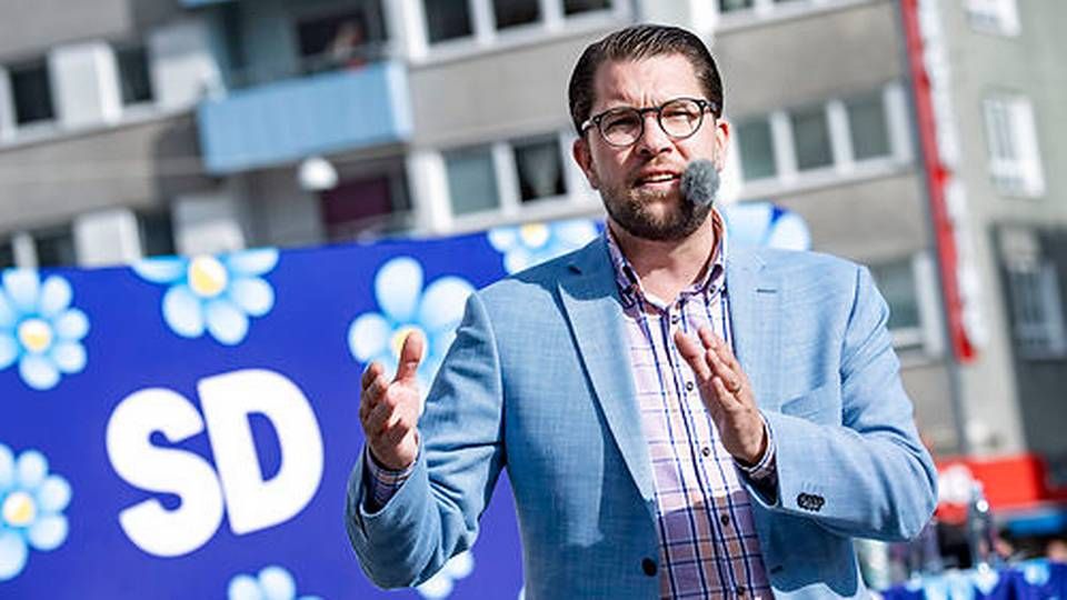 Sverigedemokraterna, og formand Jimmie Åkesson, vil ikke længere udtale sig til SVT. | Foto: /Ritzau Scanpix/Johan Nilsson/TT